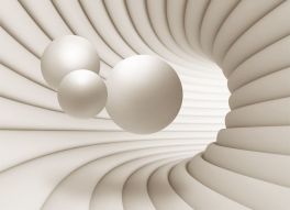 Фреска Кремовые 3D шары в тоннеле