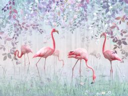 Фреска Фламинго в лесу