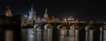 Фреска Старый мост в Чехии ночью