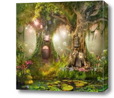 Картина Сказочные домики фей на дереве