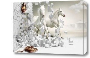 Картина 3D Белые кони